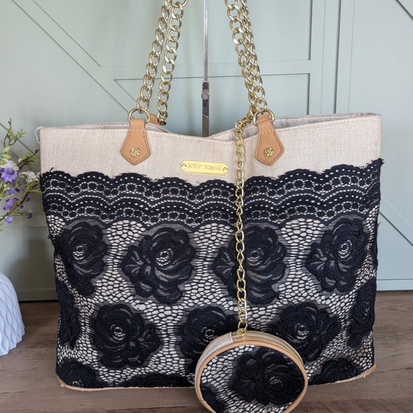 Betsey Johnson Floral Lace Tote Bag - Picture 3 of 12